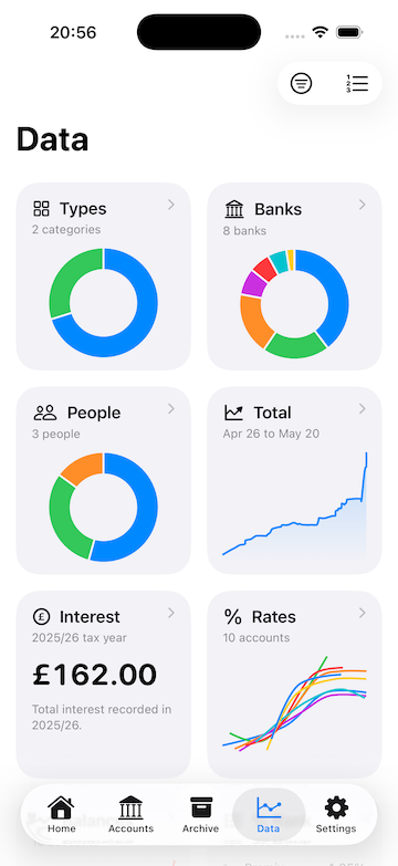 mySavings settings view